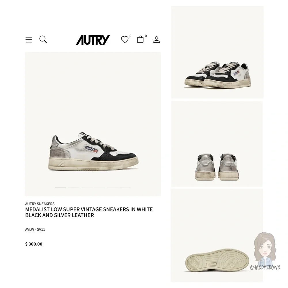 Autry Medalist Low Super Vintage Sneakers—White & Black Sliver